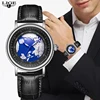 LIGE Fashion Luxury Quartz Men's Watches Outdoor Leather Man Watch Military Casual Sport Waterproof Earth Ocean Wristwatch Clock