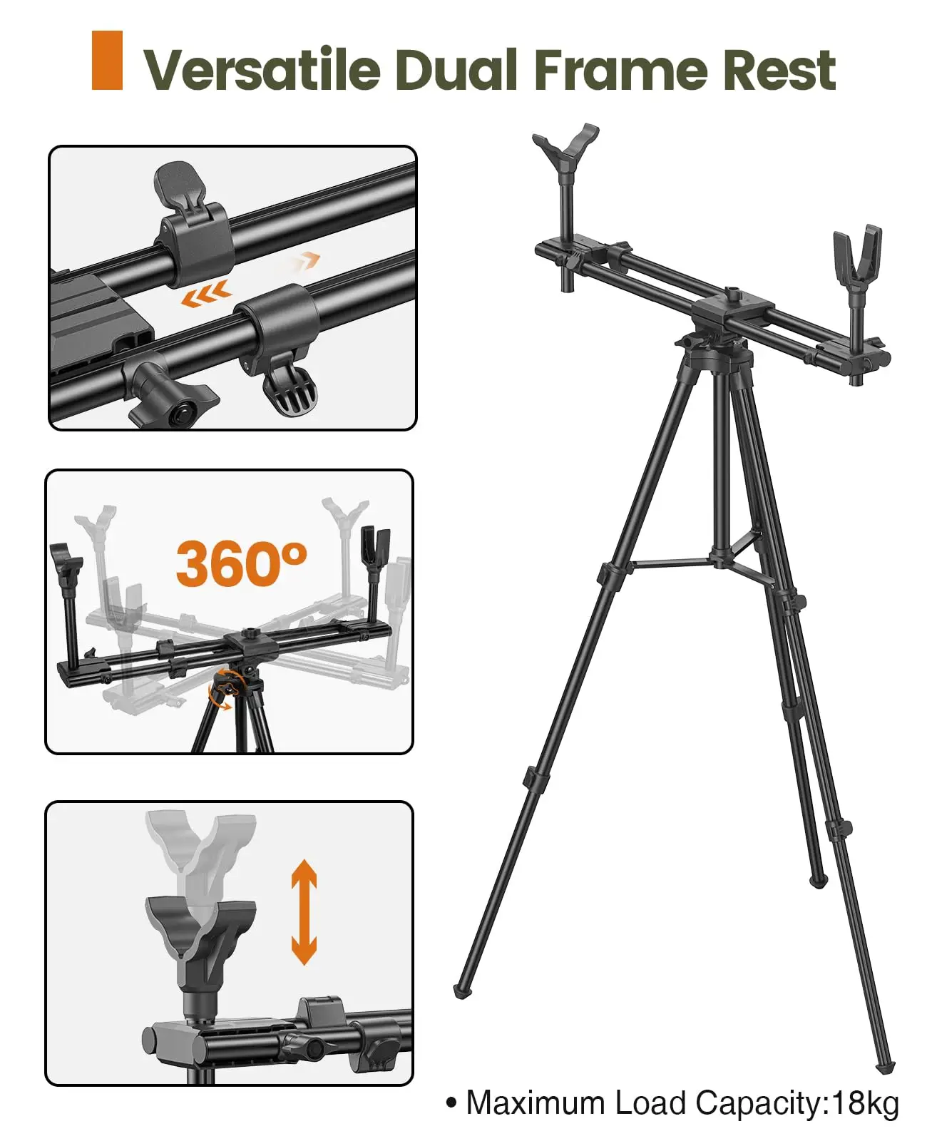 

Telescope Camera Tripod Hunting Hunting Mount Features Frame and Hands-Free Gun Mount for Maximum Shooting Stabili