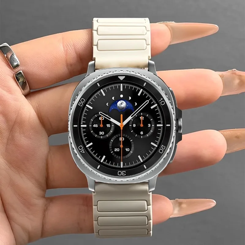 갤럭시 워치 8 40mm 44mm 8 클래식 46mm용 스포츠 팔찌, 삼성 워치 울트라 2025 47mm용 마그네틱 스트랩 실리콘 시계줄