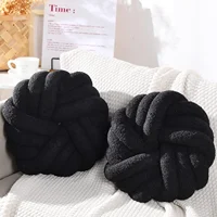 Decorative Pillow for Couch Bedroom Plush Throw Knot Pillow Soft Handmade Chair Cushion for Living Room Car Decorations (Black) 1