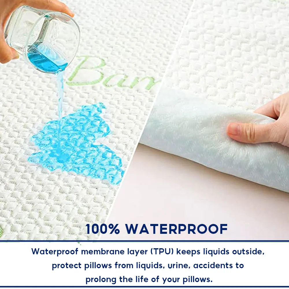 1pc  Waterproof Pillow Protector Covers Bamboo Pillow Cover  Allergy Dust & Mite Proof Zippered Pillowcase 2