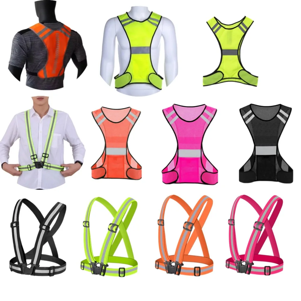 High Visibility Reflective Vest Reflective Straps Night Running Cycling Clothing Vest Adjustable Safety Riding Equipment