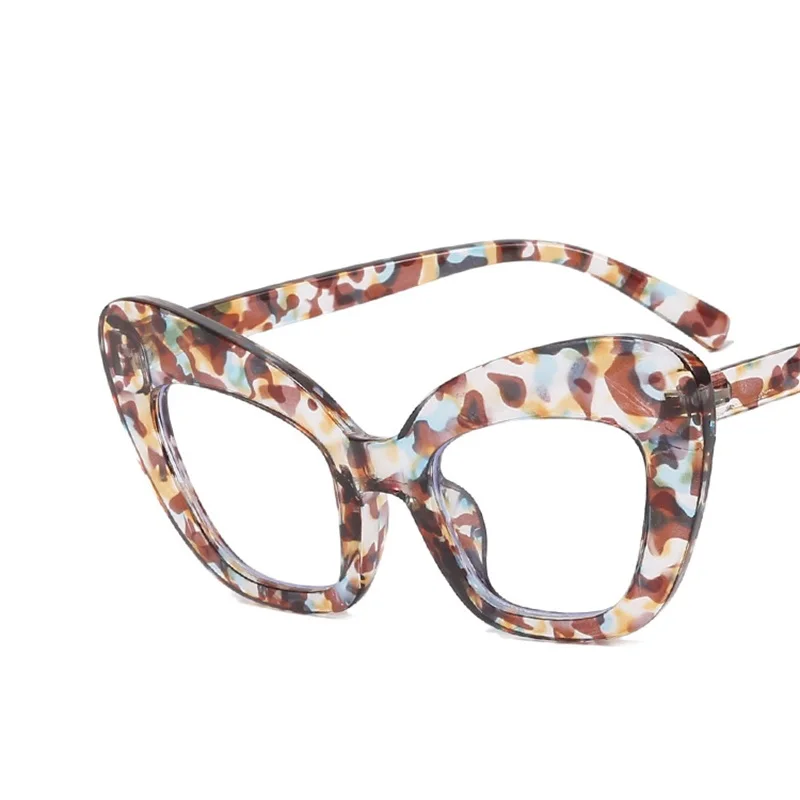 Oversized Glasses Cat Eye Eyeglass Frame For Women New Vintage Style Clear Lens Luxury Eyeglasses Leopard Candy Color Eyewear