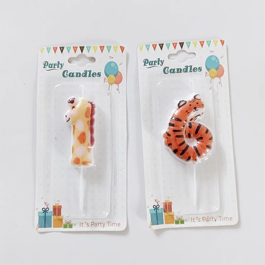 Children Cute Party Candle Cartoon Animal Happy Birthday Cake Candle Baby Happy First Birthday Baking Decoration