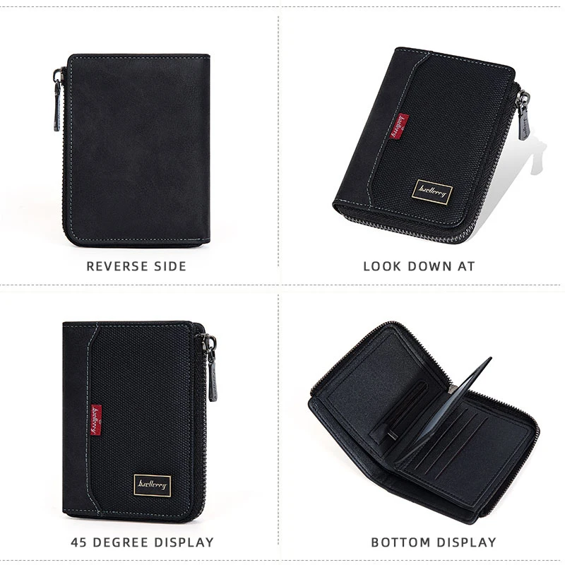 Baellerry RFID Simple Short Men Zipper Wallets Luxury Brand Card Holder Male Wallet Photo Holder Coin Pocket Man Purses 4