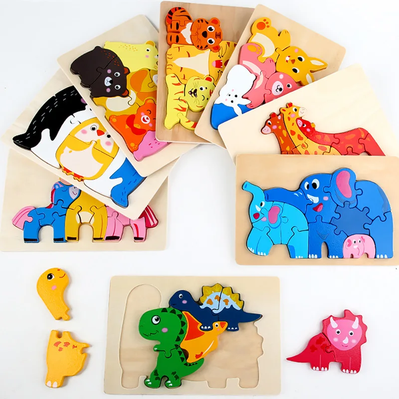 

Montessori 3d puzzle wooden toys Tangram Jigsaw Learning games for kids educational toys Toddler 2 3 4 Year Dinosaur jeux enfant