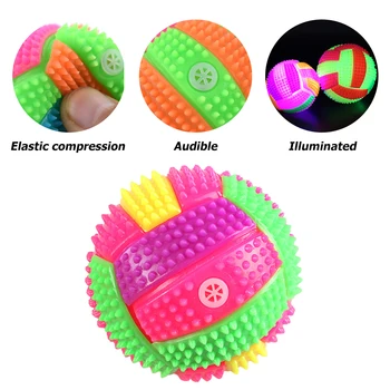 Light up Dog Ball Glow in The Dark Dog Squeaky Toy Non-Toxic Puppy Chew Toys Bounce Activated Squeaky Durable Dogs Cats Balls 5