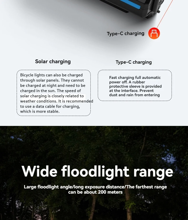 Solar Power Bike Light with Horn Bicycle Headlight Flashlight Taillight Cycling Front Rear Lamp Bike Light Set for Night Riding