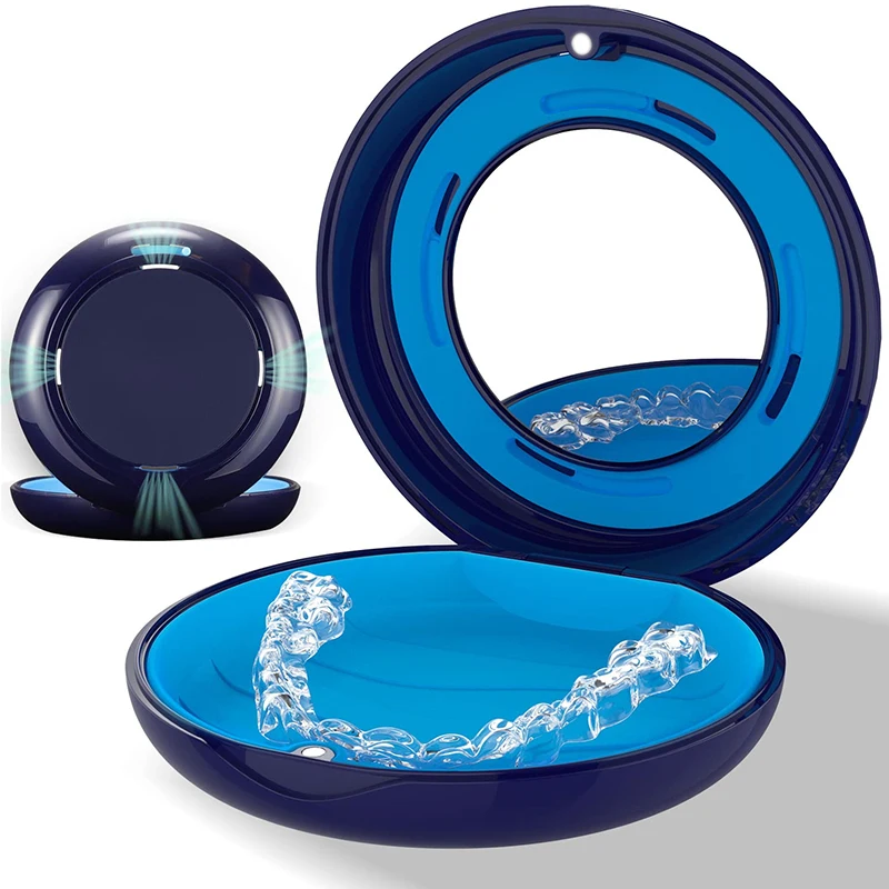 Orthodontic Retainer Storage Case with Mirror and Vent