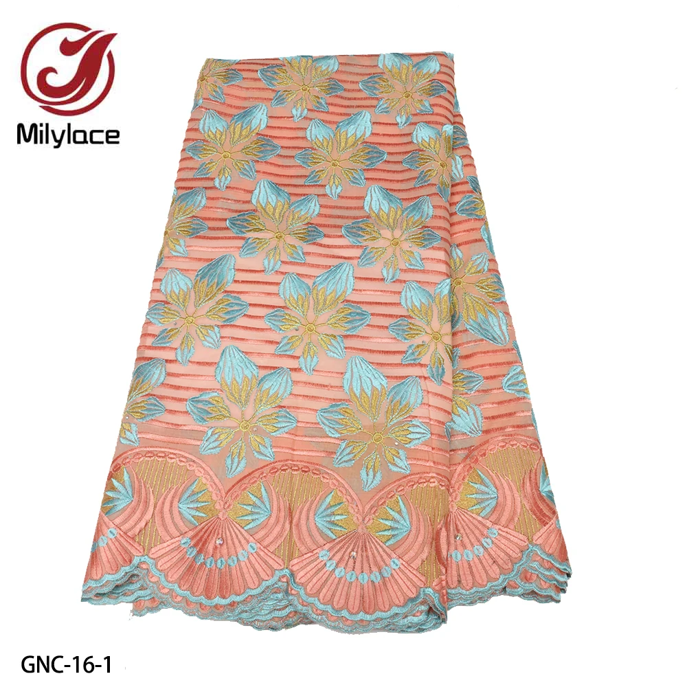 

Hot Sale African Lace Frabric High Quality Swiss Cotton Lace for Wedding Dress By 5 Yards GNC-16