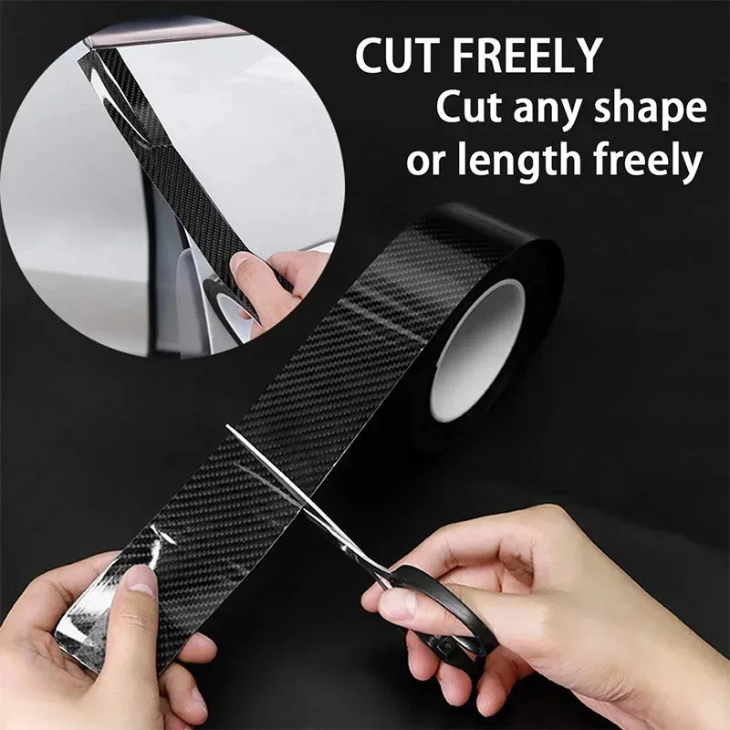 1/4PC Carbon Fiber Car Sticker Pasting Protective Strip Car Sill Rearview Mirror Anti Scratch Tape Waterproof Protective Film