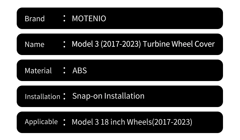 4 Stück für Tesla Model 3 (2017-2023) 18 Zoll Turbinen-Radkappen, Radnabenabdeckungen, Ersatz-Radkappen, Vollfelgenabdeckungen, Zubehör – Detail 11