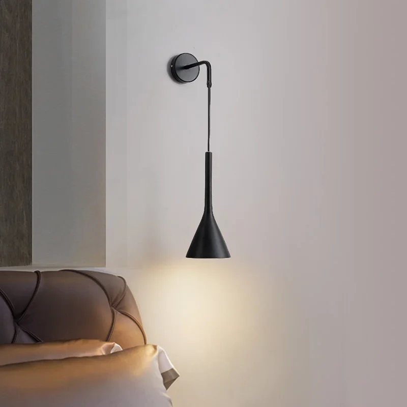 

Nordic Modern LED Wall Lamp for Bedroom Home Decor Bedside Read Fixtures E27 Black Grey Stair Aisle Background Wall Lights