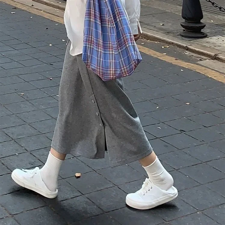Spring New Design Loose Maternity Skirt Midi Length Side Split Comfortable Maternity Half Skirt for Pregnant Women