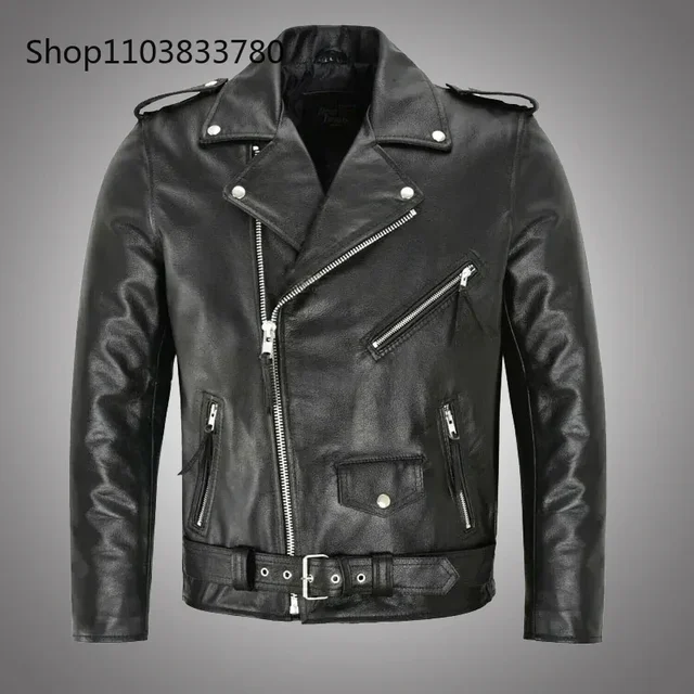 Men PU Leather Jacket Motorcycle Fashion Slim Fit Leather Coat Male Solid Turn-Down Collar Motorcycle Outwear Streetwear 4XL