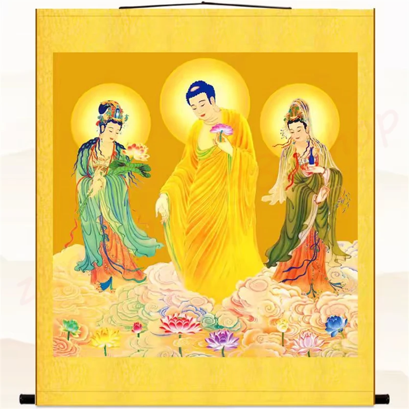 

Western Three Saints Scroll Hanging Painting, Home Decoration, Feng Shui, Auspiciousness