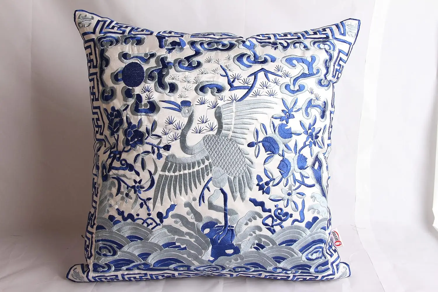 

Декоративная декоративная подушка с вышивкой Феникса в восточном стиле, 17,25x17,25 дюйма, 44x44 см, 2 шт.