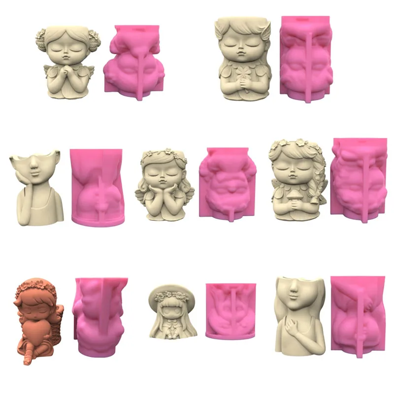 Girl Shaped Versatile Silicone Vase and Concrete Casting Mold