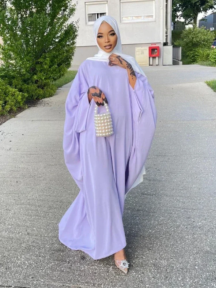 Ramadan One Piece Prayer Muslim Abaya Dress Dubai Nida Batwing Sleeves Abayas for Women Kaftan Hijab Robe Niqab Islam Clothes