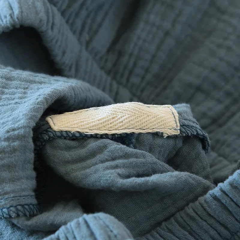 New spring and summer Japanese kimono suit ladies 100% cotton crepe short-sleeved shorts pajamas two-piece set thin straps women