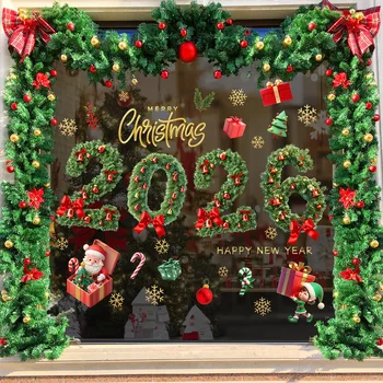  Christmas Decoration 2026 Window Sticker Merry Christmas Decorations for Home Wall Glass Sticker Snowflake 2026 New Year Noel