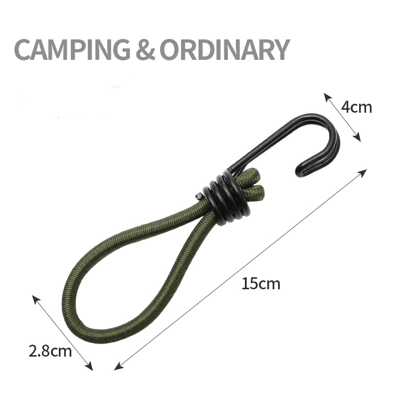 5/10pcs 15cm Tent Elastic Rope Cord with Hook Camping Tent Fixation Elastic  Stretch Rope Outdoor Accessories