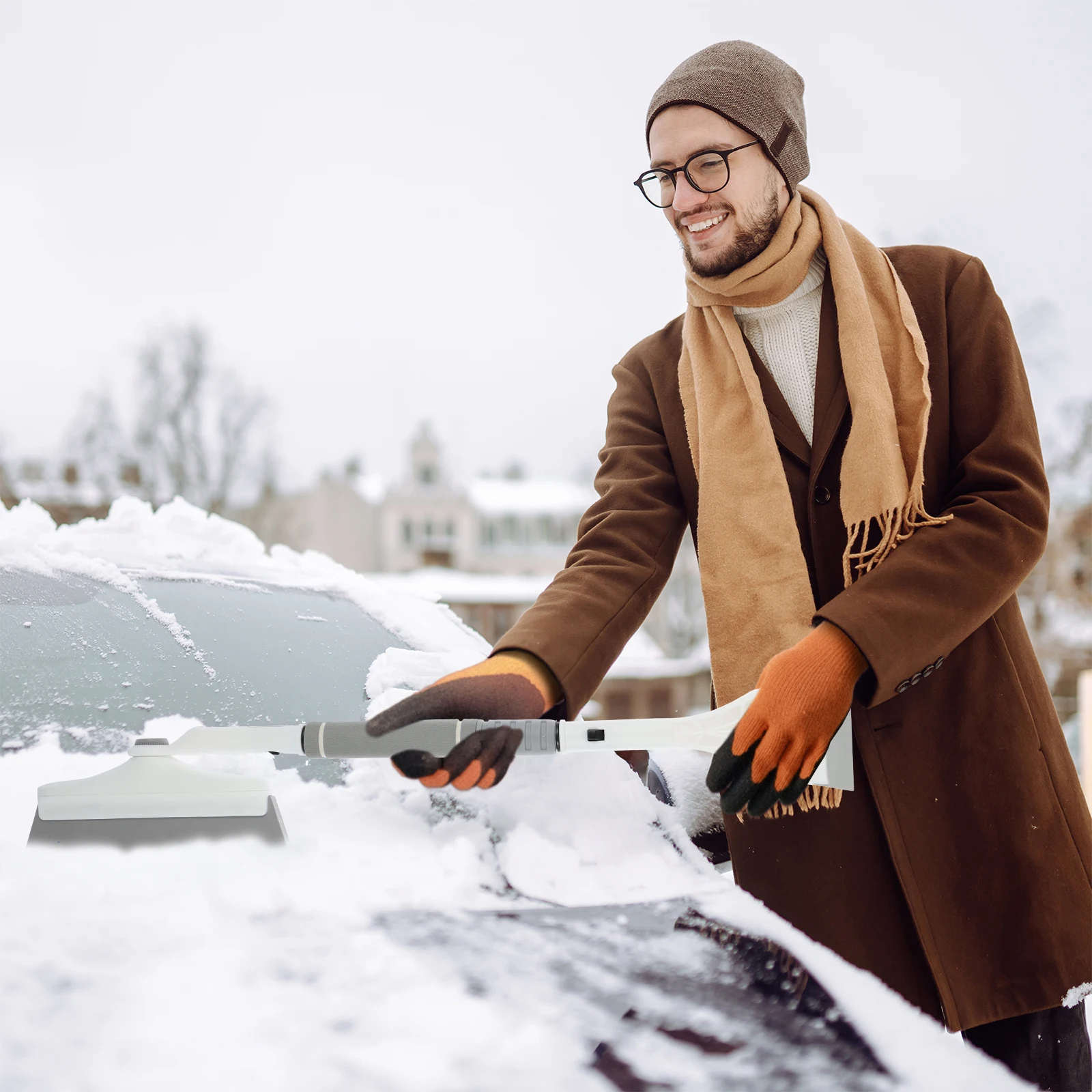 Snow Removal Scraper Telescopic Car Windshield Defrosting Ice Scraper Deicing Cleaning Tools Car Snow Shovel Ice Shovel Brush