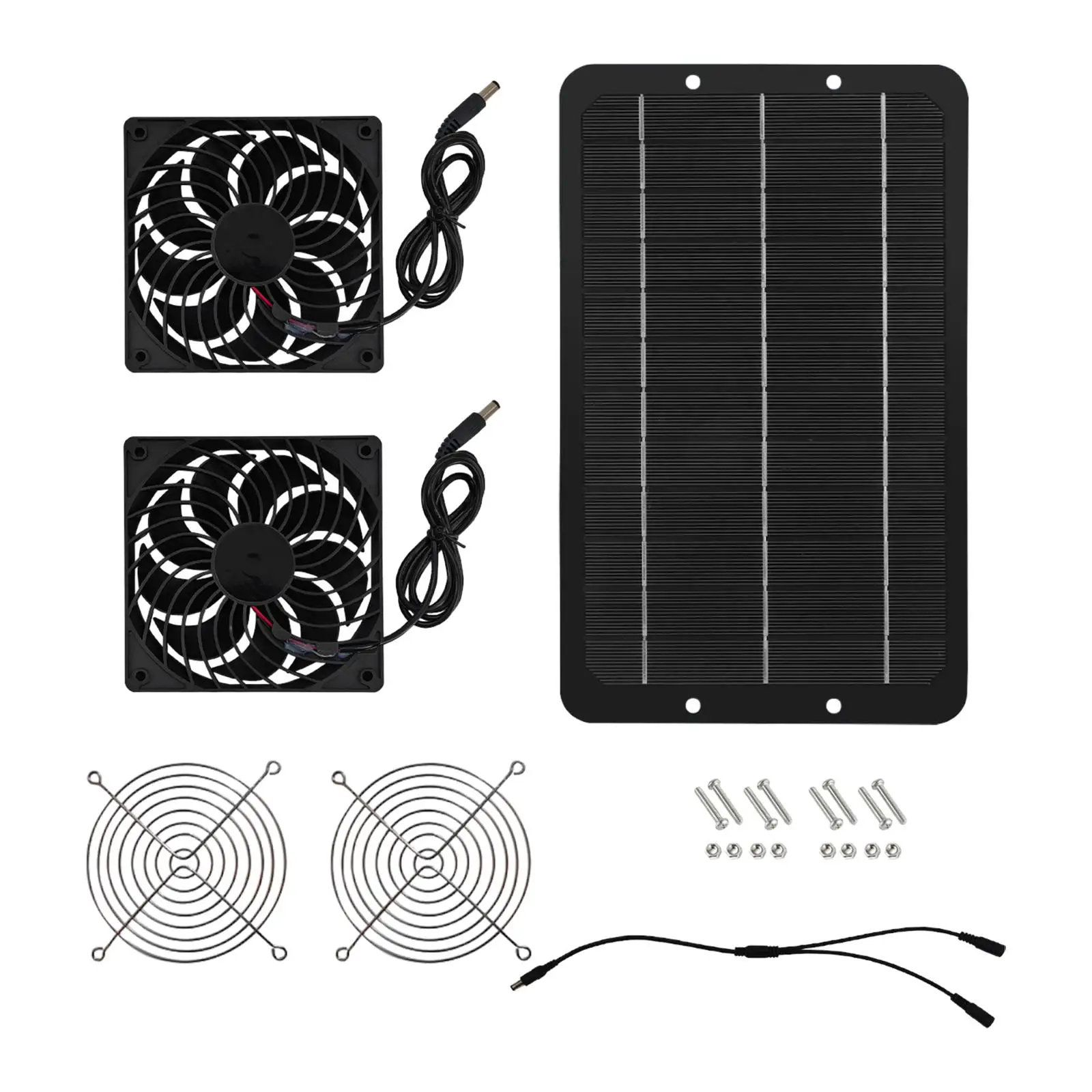 

Exhaust Fans Dual Fans Weatherproof Solar Powered Panel Fan Free Energy for Chicken Coop Pet Dog House RV Shed Roofs Tree Houses