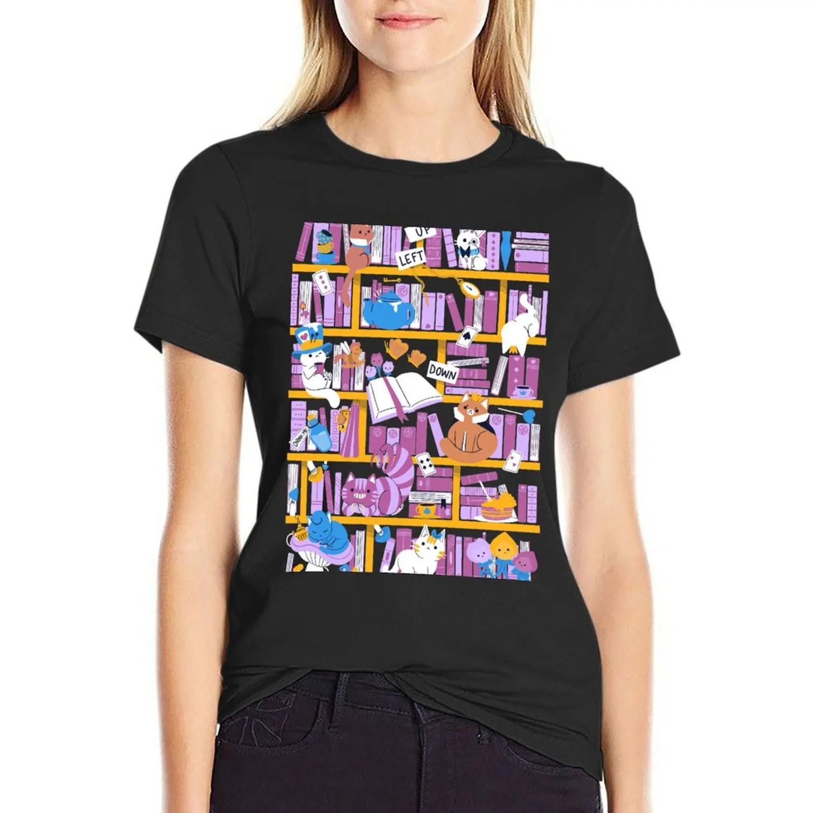 Library in Wonderland T-Shirt customizeds oversized aesthetic clothes tees tops for Women