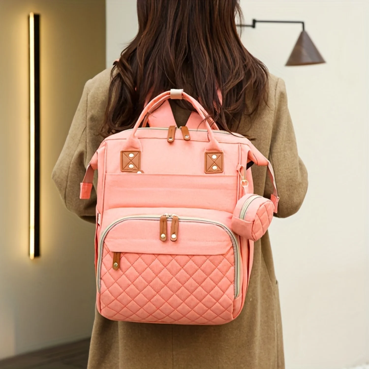 New Multi-Functional Large Capacity Mommy Backpack, Portable Nylon Diaper Bag, Convenient Lightweight Backpack