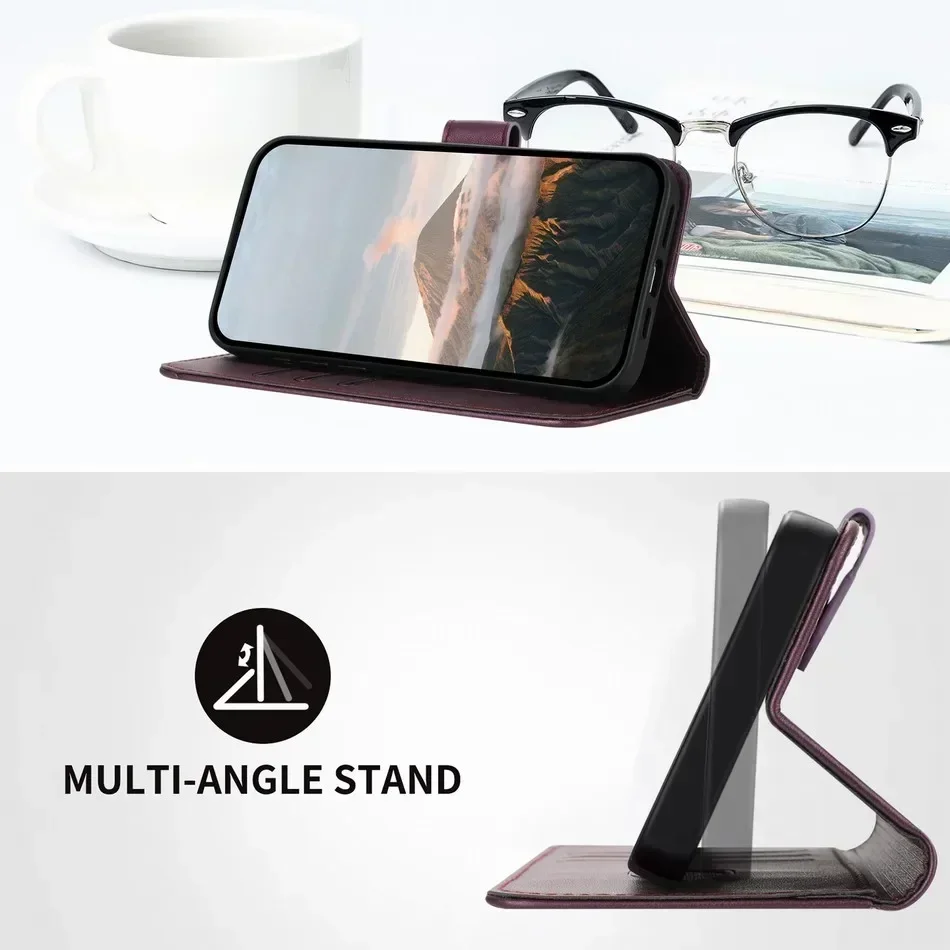 3D Triangle Wallet Phone Cover with Card Slots and Stand Feature #NIB
