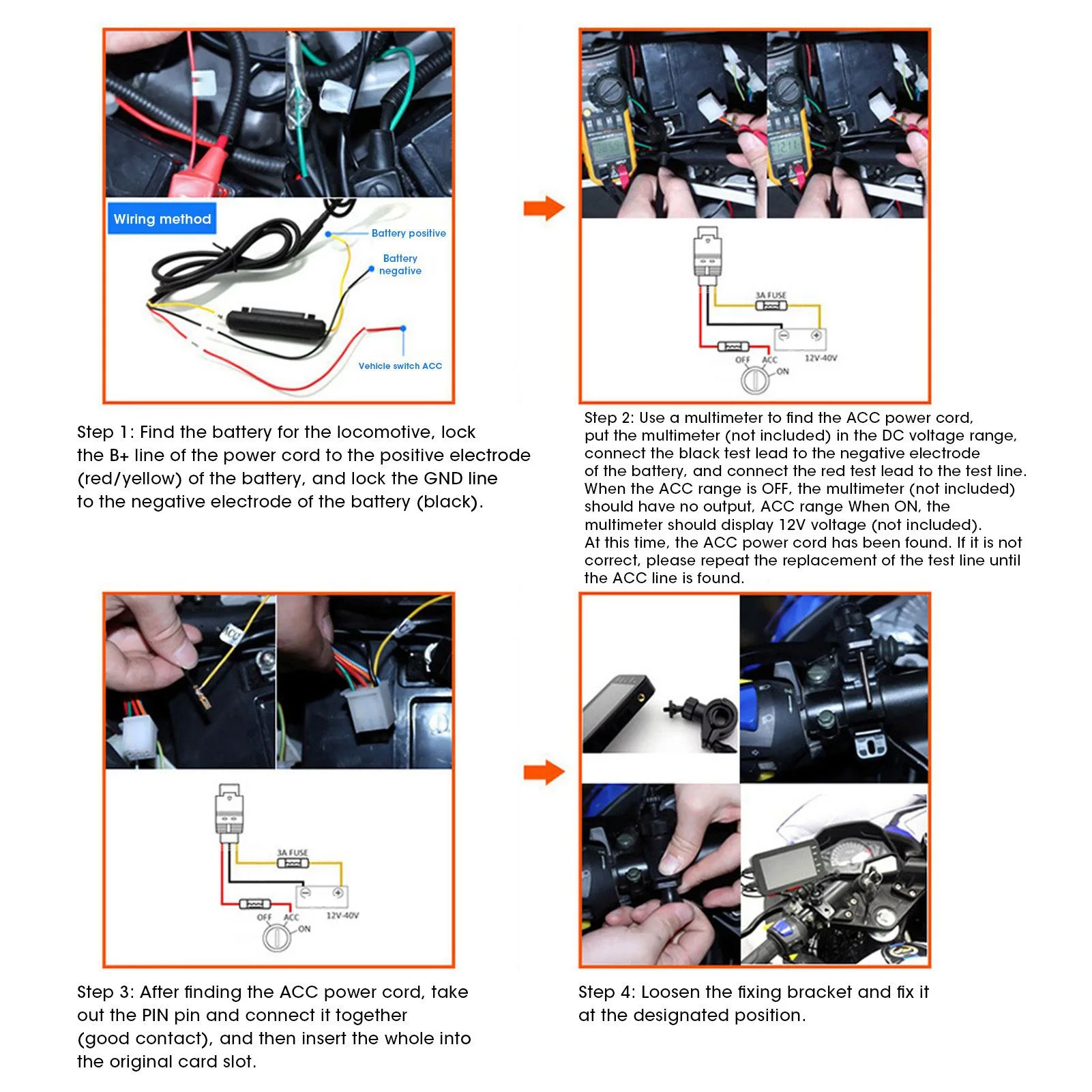 Motorcycle Dash Cam Dual 1080P+720P Full Body Waterproof Moto Camera WiFi GPS DashCam Front Rear Driving Video Recorder
