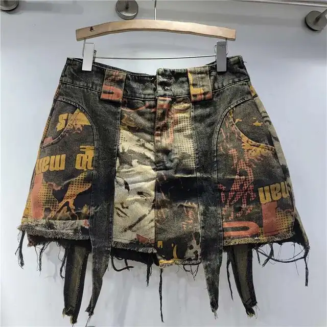 早い者勝ち⭐︎タグ付き新品⭐︎GEOMETRIC COMFY PILE SKIRT Trendy 2025 Cargo Skirt for Women High Waist Split Front Y2k