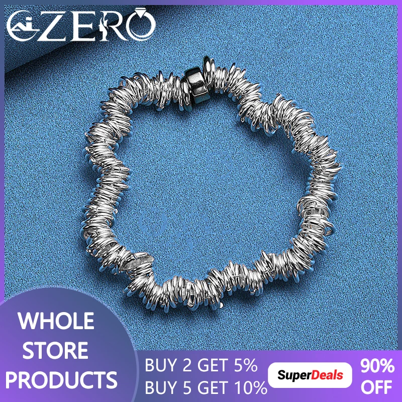 

ALIZERO 925 Sterling Silver Multiple Circular Ring Bracelet For Woman Fashion Charms Party Luxury Gorgeous Jewelry Holiday Gifts