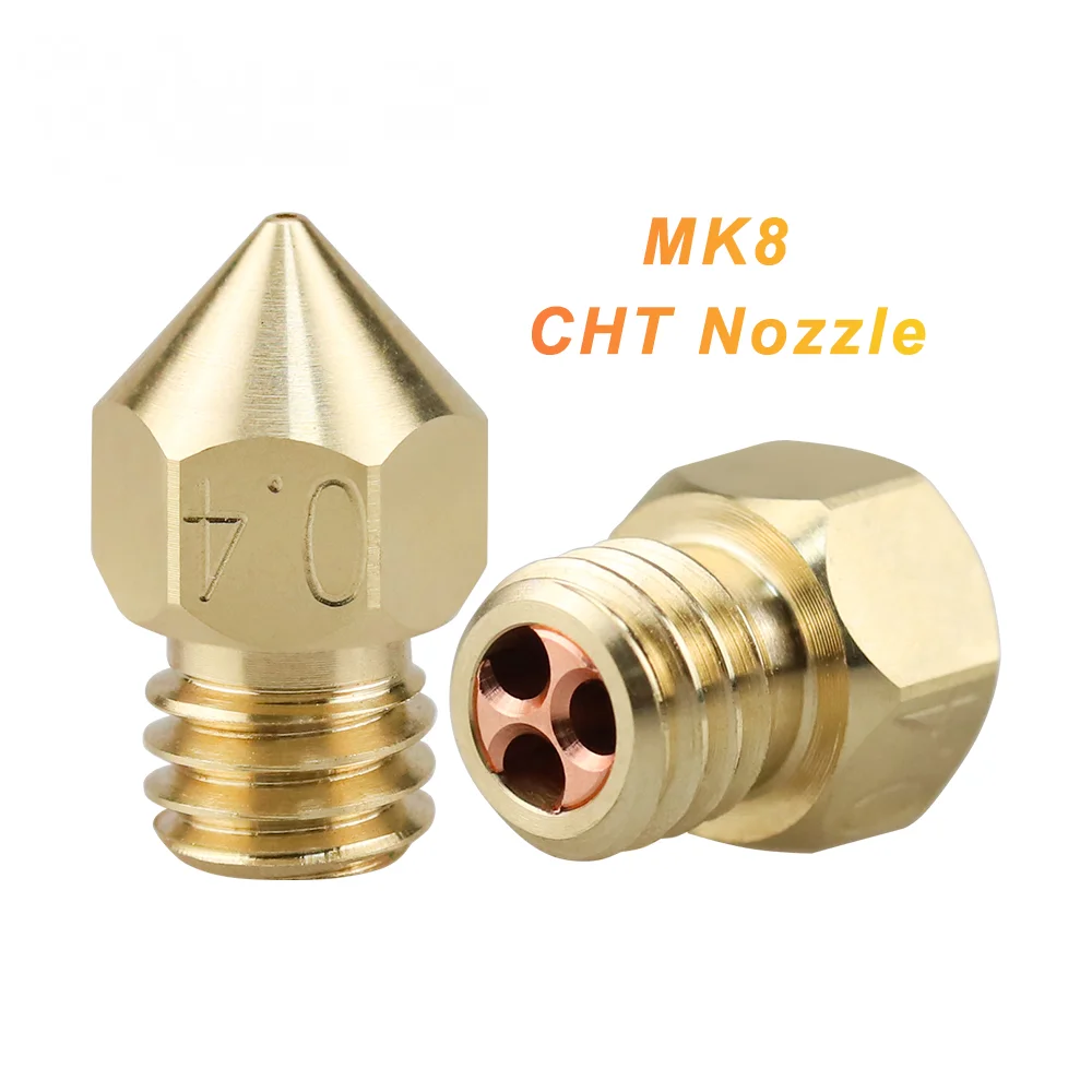 

New Clone CHT Nozzle MK8 0.4mm Brass Nozzles High Flow Three-eyes Print Head For Ender 3 1.75mm 3D Printer Accessories