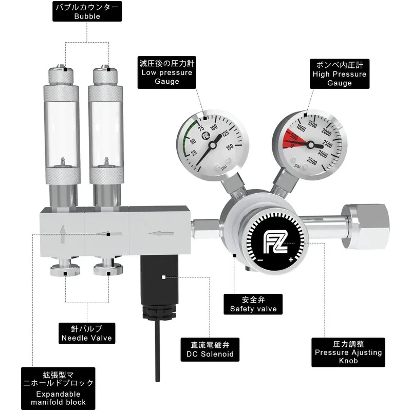 Fzone Pro Aquarium CO2 Regulator Pressure Solenoid High Cylinder Valve Accessories Fish Tank Equipment Carbon Dioxide Reducer 5