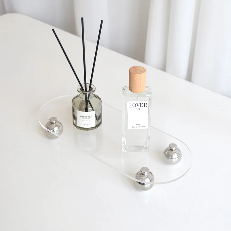 

Акриловый прозрачный цветной поднос с гальваническим покрытием, косметические украшения, поднос для хранения, реквизит для фотосъемки