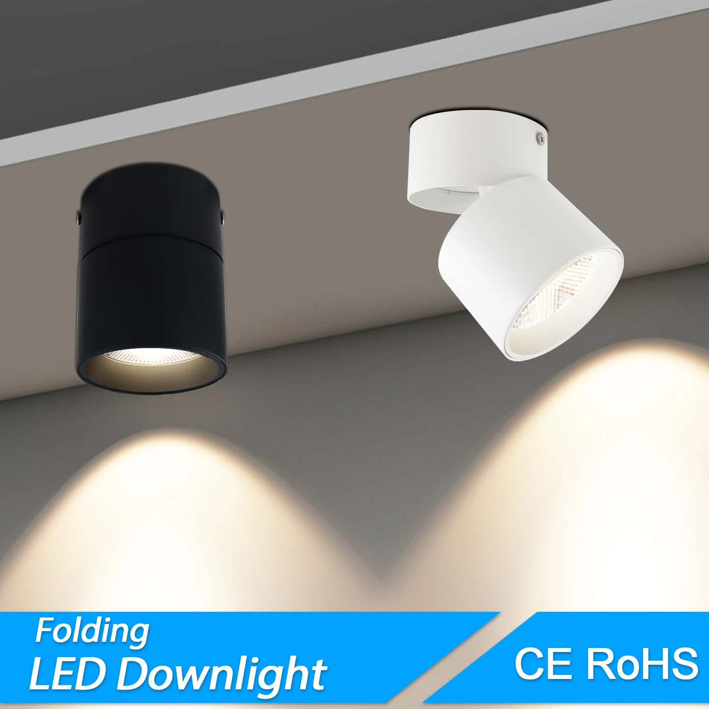 Led Downlight Foldable Spot Light 10W 15W 20W AC220V-240 Aluminum Led Ceiling Light 3000K/4000K/6000K  For Living Room Bedroom