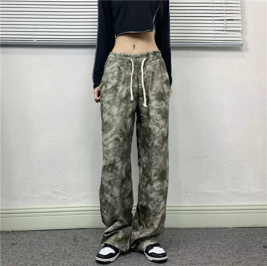 

Vintage Tie Dye Corduroy Pants Teenage Autumn Fashion Trends Streetwear Women Drawstring Sweatpants Jogger Casual Track Trousers