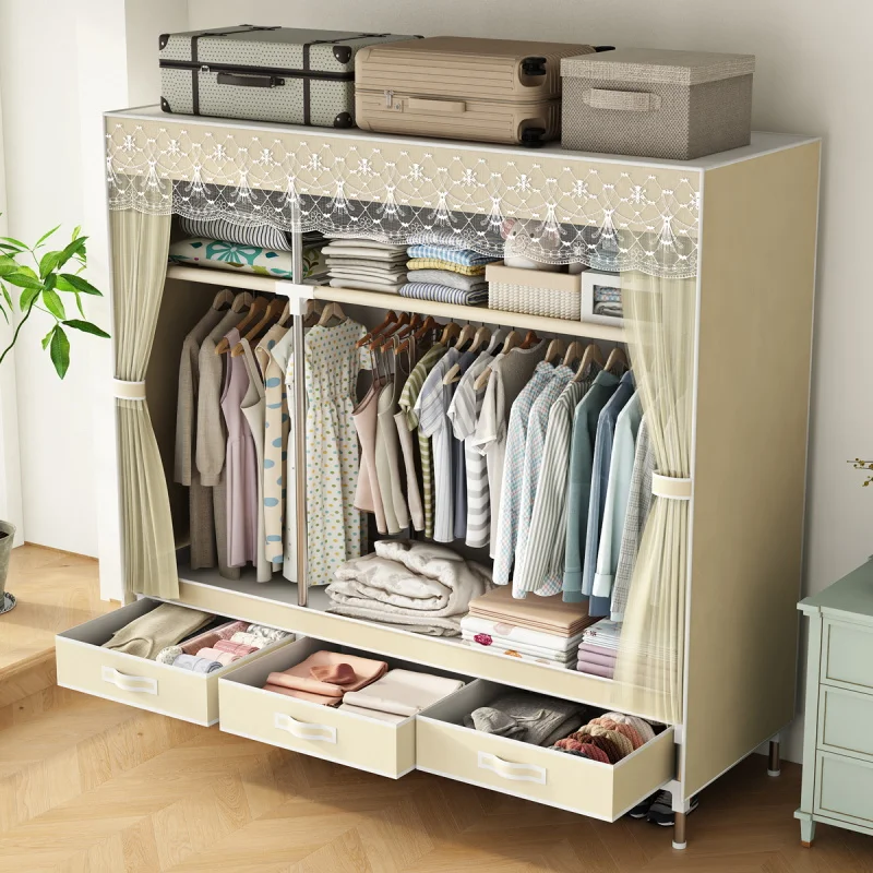 Окремо стоячий металевий шафа-органайзер з висувними ящиками - вологостійка тканинна шафа для зберігання в спальні