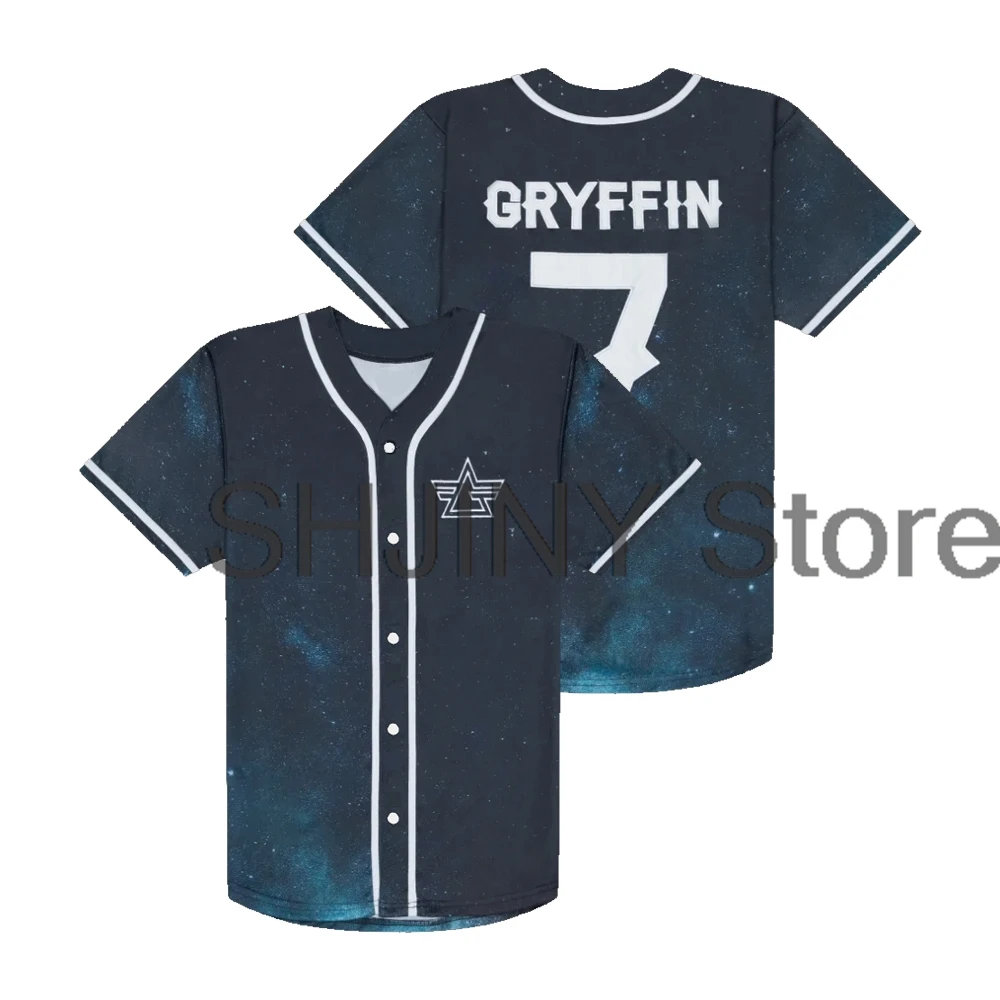 Gryffin Jersey Baseball Jacket Shirts V-Neck Short Sleeve Tee
