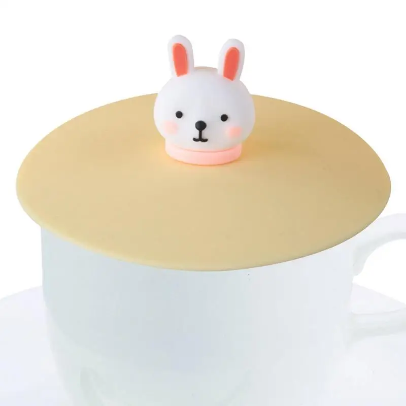 

Reusable Silicone Cup Cover Flexible Cartoon Animals And Coffee Tea Water Cup Cover With Lids Dustproof For Cute Cartoon Gift