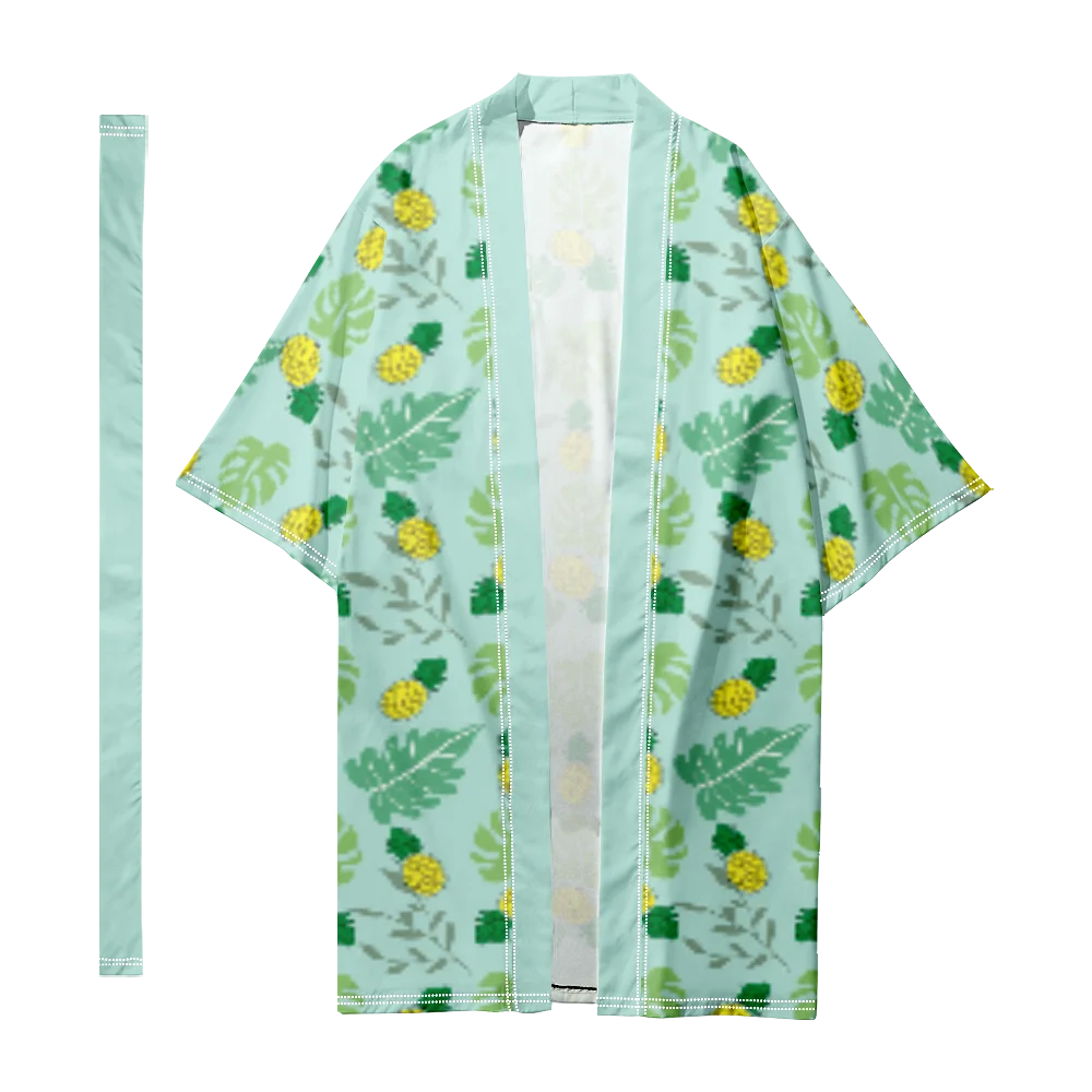 

Summer Pineapple Kimono Men Women Hawaiian Shirt Fashion Beach Tops Loose Yukata Bathrobes Stylish Kimonos Trendy Clothes Chic