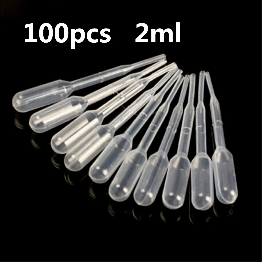 100Pcs 2ml Disposable Pipettes Plastic Squeeze Transfer Pipettes Dropper Silicone Mold For UV Epoxy Resin Craft Jewelry Making 1 200pcs transparent pipettes disposable safe plastic eye dropper transfer for silicone mold uv epoxy resin jewelry making tool