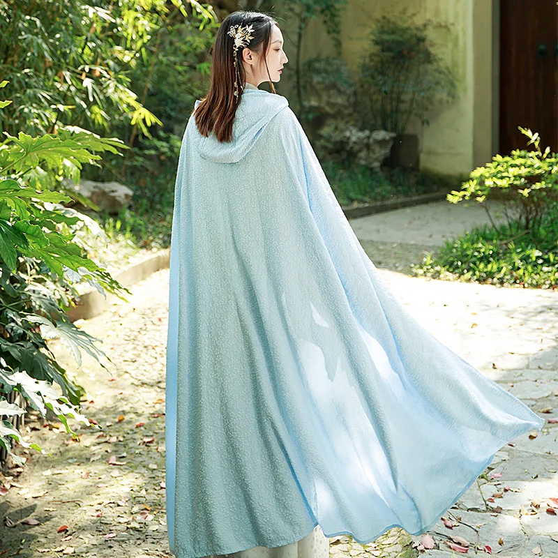 

Sky Blue Three-dimensional Hanfu Cloak Vintage Camisole Lace Cape