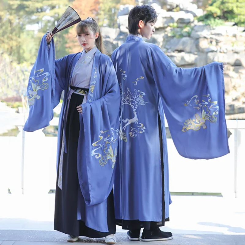 

Large Size 5XL Hanfu Couples Chinese Traditional Cosplay Costume 2023 Halloween Cos Costume Men&Women Ancient Hanfu Blue Sets