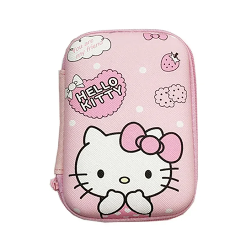 

Hello Kitty Girl Storage Bag Large Capacity Data Cable Charger Storage Box Children Cartoon Carry Coin Purse Sanrio Peripheral