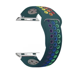 Breathable Sport Loop Strap for Apple Watch - Silicone Bracelet Band ( Pine Pride 8)