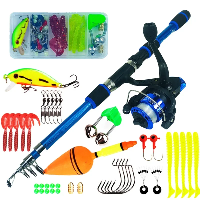 Spinning Fishing Rod and Reel Combo 1.8M Telescopic Rod with 5.2:1 3BB Reel Max Drag 5kg Full Fishing Kit Set