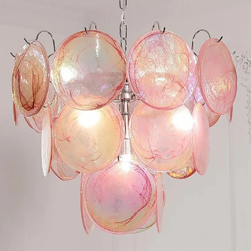 Red Cloud Glass Chandeliers LED Vintage Lighting Fixture Italy Designer Hanging Lamp for Ceiling Dining Room Decor Lustre Foyer